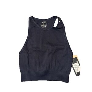 NUX 3x2 Black Crop Top NWT Size Small Medium